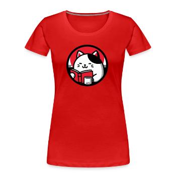 Chat Reader 2 - Women's Premium Organic T-Shirt - red - Front - Mia (176cm)