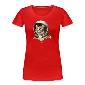 Cosmonaute Cat - T-shirt bio Premium Femme - rouge - Devant - Mia (176cm)