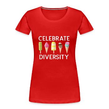 Crème glacée Été Plage Crème glacée Diversité Drôle - T-shirt bio Premium Femme - rouge - Devant - Mia (176cm)