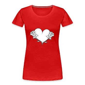Rose Flower Heart Shape Symbol Flowers - Women's Premium Organic T-Shirt - red - Front - Mia (176cm)