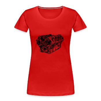 Auto Zylinder Motorblock Hubraum Fan - Frauen Premium Bio T-Shirt - Rot - Vorne - Mia (176cm)