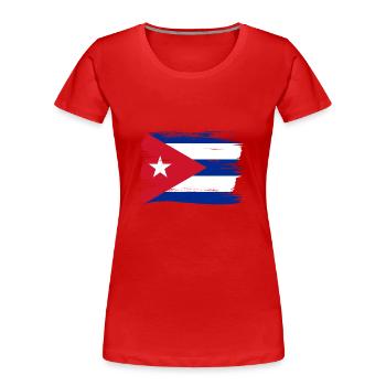 Cuba Drapeau Caraïbes Vacances Cuba Voyage La Havane - T-shirt bio Premium Femme - rouge - Devant - Mia (176cm)