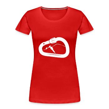 Karabiner Chamonix - Frauen Premium Bio T-Shirt - Rot - Vorne - Mia (176cm)