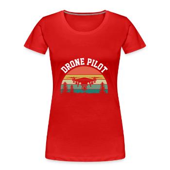 Pilote de drone - T-shirt bio Premium Femme - rouge - Devant - Mia (176cm)