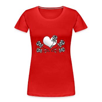 rosen blumen pflanzen herz pflanze - Frauen Premium Bio T-Shirt - Rot - Vorne - Mia (176cm)
