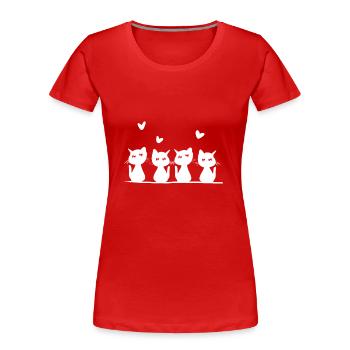 Chats Amis Animaux mignons Animal de compagnie petit quatre - T-shirt bio Premium Femme - rouge - Devant - Mia (176cm)