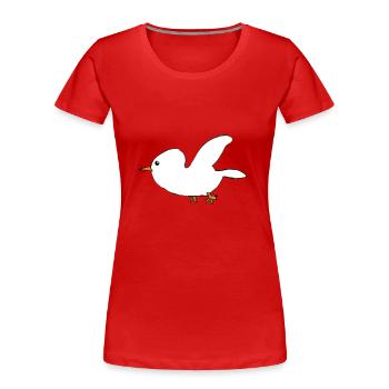 Bird Animal Symbol Wings Fly Cartoon - Women's Premium Organic T-Shirt - red - Front - Mia (176cm)