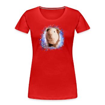 cochon d’Inde, graffiti, peinture, vert, bleu - T-shirt bio Premium Femme - rouge - Devant - Mia (176cm)