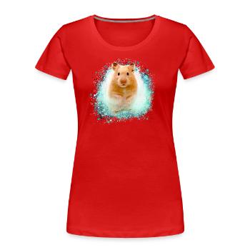 hamster, graffiti, peinture, vert, hamster doré - T-shirt bio Premium Femme - rouge - Devant - Mia (176cm)