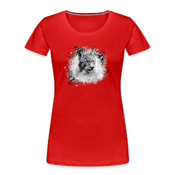 luchs,katze,blau,malerei,aquarell,grau - Frauen Premium Bio T-Shirt - Rot - Vorne - Mia (176cm)