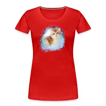 chaton, chaton, chaton, graffiti, peinture - T-shirt bio Premium Femme - rouge - Devant - Mia (176cm)