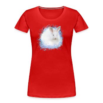 lapin blanc, lapin, graffiti, bleu - T-shirt bio Premium Femme - rouge - Devant - Mia (176cm)