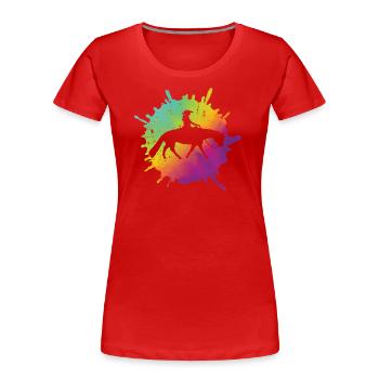 Westernreiten Westernreiter Pferdeliebhaber - Frauen Premium Bio T-Shirt - Rot - Vorne - Mia (176cm)