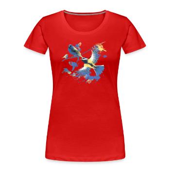 Birds, great, flock of birds, graffiti, colorful - Women's Premium Organic T-Shirt - red - Front - Mia (176cm)