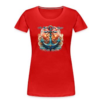 Blumenanker - Frauen Premium Bio T-Shirt - Rot - Vorne - Mia (176cm)