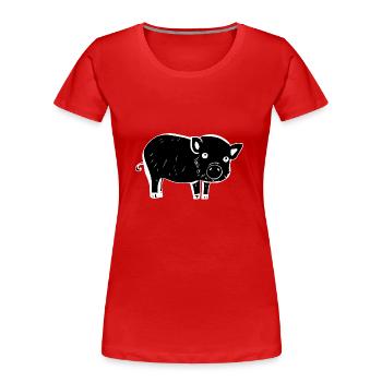 Schwein Symbol Tier Baby kontrast - Frauen Premium Bio T-Shirt - Rot - Vorne - Mia (176cm)