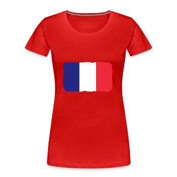 Drapeau de la France Look utilisé Drapeau de la France - T-shirt bio Premium Femme - rouge - Devant - Mia (176cm)