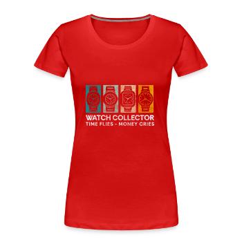 Wristwatch Lifestyle Valuable Investment - Women's Premium Organic T-Shirt - red - Front - Mia (176cm)