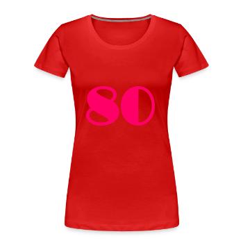 80. 80 JAHRE. 80-JÄHRIGES JUBILÄUM. GEBURTSTAG 80 JAHRE. - Frauen Premium Bio T-Shirt - Rot - Vorne - Mia (176cm)