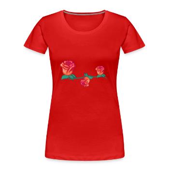 Plantes rouges ligne fleur rose coup de rose - T-shirt bio Premium Femme - rouge - Devant - Mia (176cm)
