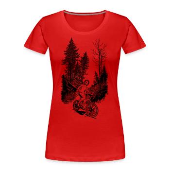 Concevez pour des balades à vélo inoubliables dans la nature - T-shirt bio Premium Femme - rouge - Devant - Mia (176cm)