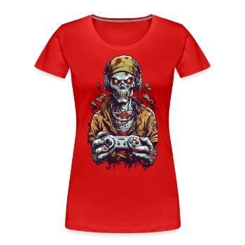 Aesthetic Retro Zombie Gamer Gaming Style - Frauen Premium Bio T-Shirt - Rot - Vorne - Mia (176cm)