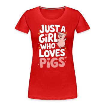 Pig Animal - Women's Premium Organic T-Shirt - red - Front - Mia (176cm)