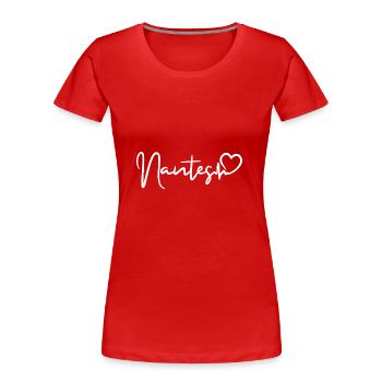 Nantes Herzschlag - Frauen Premium Bio T-Shirt - Rot - Vorne - Mia (176cm)