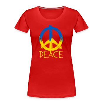 Frieden für alle Menschen im Ukraine Krieg - Frauen Premium Bio T-Shirt - Rot - Vorne - Mia (176cm)