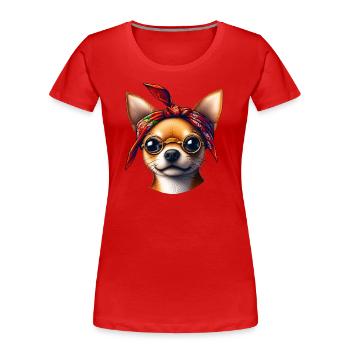 Chihuahua L’Artiste Rap - T-shirt bio Premium Femme - rouge - Devant - Mia (176cm)