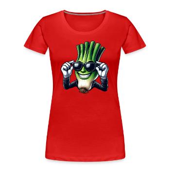 Coole Lauchzwiebel Cartoon Comic Style - Frauen Premium Bio T-Shirt - Rot - Vorne - Mia (176cm)
