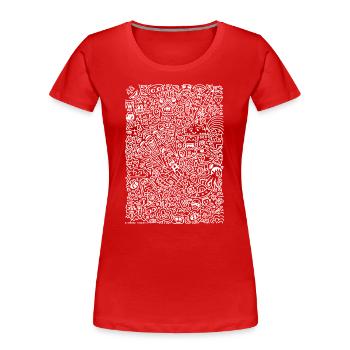 Doodle Paragliders blanc - T-shirt bio Premium Femme - rouge - Devant - Mia (176cm)