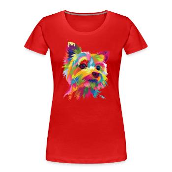 Yorkshire Terrier Yorkie Pop Art Hund Grafik Geschenk - Frauen Premium Bio T-Shirt - Rot - Vorne - Mia (176cm)