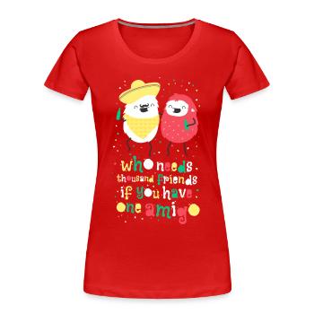 Amigos - best friends - Women's Premium Organic T-Shirt - red - Front - Mia (176cm)