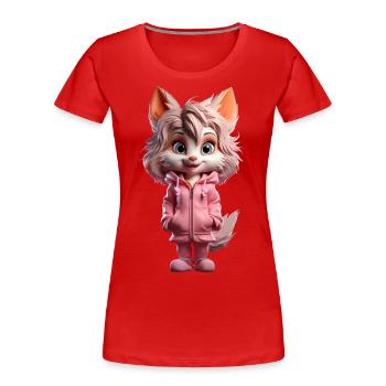 Sabrina la louve - T-shirt bio Premium Femme - rouge - Devant - Mia (176cm)