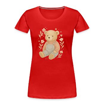 Süßer Boho Teddybär mit Blumen – Baby Design - Frauen Premium Bio T-Shirt - Rot - Vorne - Mia (176cm)