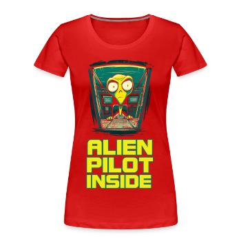 Alien on Board - Frauen Premium Bio T-Shirt - Rot - Vorne - Mia (176cm)