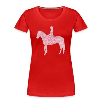 Cavalière cheval nuage de mots rose - T-shirt bio Premium Femme - rouge - Devant - Mia (176cm)