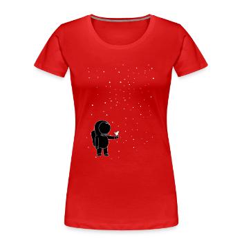 Astronaut - Frauen Premium Bio T-Shirt - Rot - Vorne - Mia (176cm)