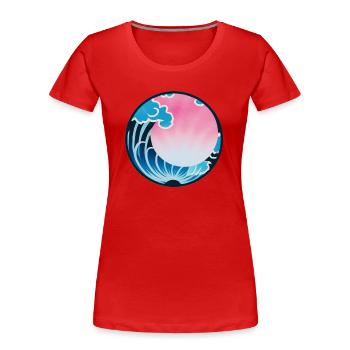 Rosa Kanagawa - Frauen Premium Bio T-Shirt - Rot - Vorne - Mia (176cm)