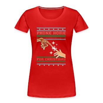 E.T. L'Extra-Terrestre Phone Home For Christmas - T-shirt bio Premium Femme - rouge - Devant - Mia (176cm)