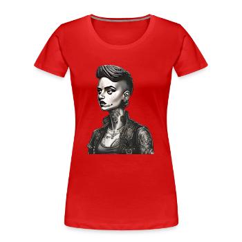 Feminist Short Hair Tattoo Piercing - Women's Premium Organic T-Shirt - red - Front - Mia (176cm)