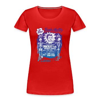 Vintage Halloween Spook Show Temple of Mystery - Frauen Premium Bio T-Shirt - Rot - Vorne - Mia (176cm)