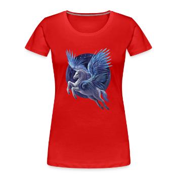 Pegasus - Frauen Premium Bio T-Shirt - Rot - Vorne - Mia (176cm)