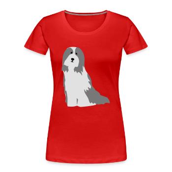 Bearded Collie - T-shirt bio Premium Femme - rouge - Devant - Mia (176cm)