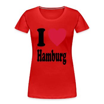 I love Hamburg - Frauen Premium Bio T-Shirt - Rot - Vorne - Mia (176cm)