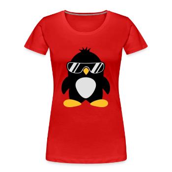 Cooler süßer Chef Pinguin Vogel mit Sonnenbrille - Frauen Premium Bio T-Shirt - Rot - Vorne - Mia (176cm)