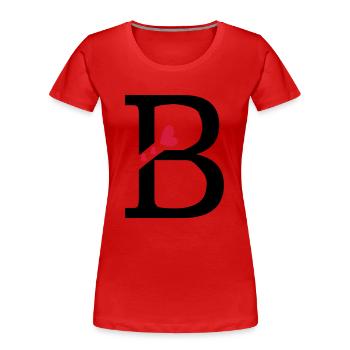 Capital lettre B avec des coeurs - T-shirt bio Premium Femme - rouge - Devant - Mia (176cm)