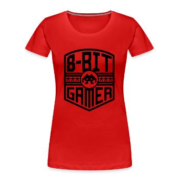 8-Bit Gamer (blason) - T-shirt bio Premium Femme - rouge - Devant - Mia (176cm)