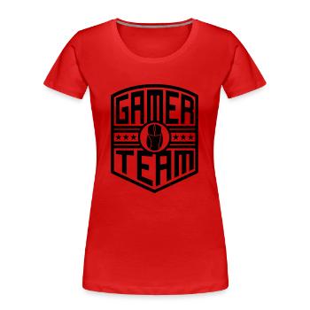 Gamer Team (blason) - T-shirt bio Premium Femme - rouge - Devant - Mia (176cm)